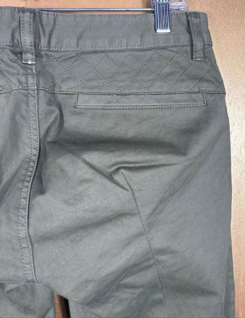 Tory Burch army green zippered ankle chino pants size 27
